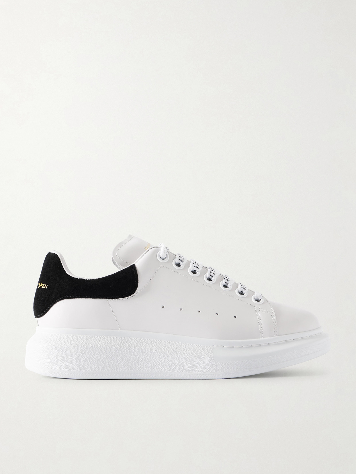 Alexander Mcqueen Exaggerated-sole Suede-trimmed Leather Sneakers In White