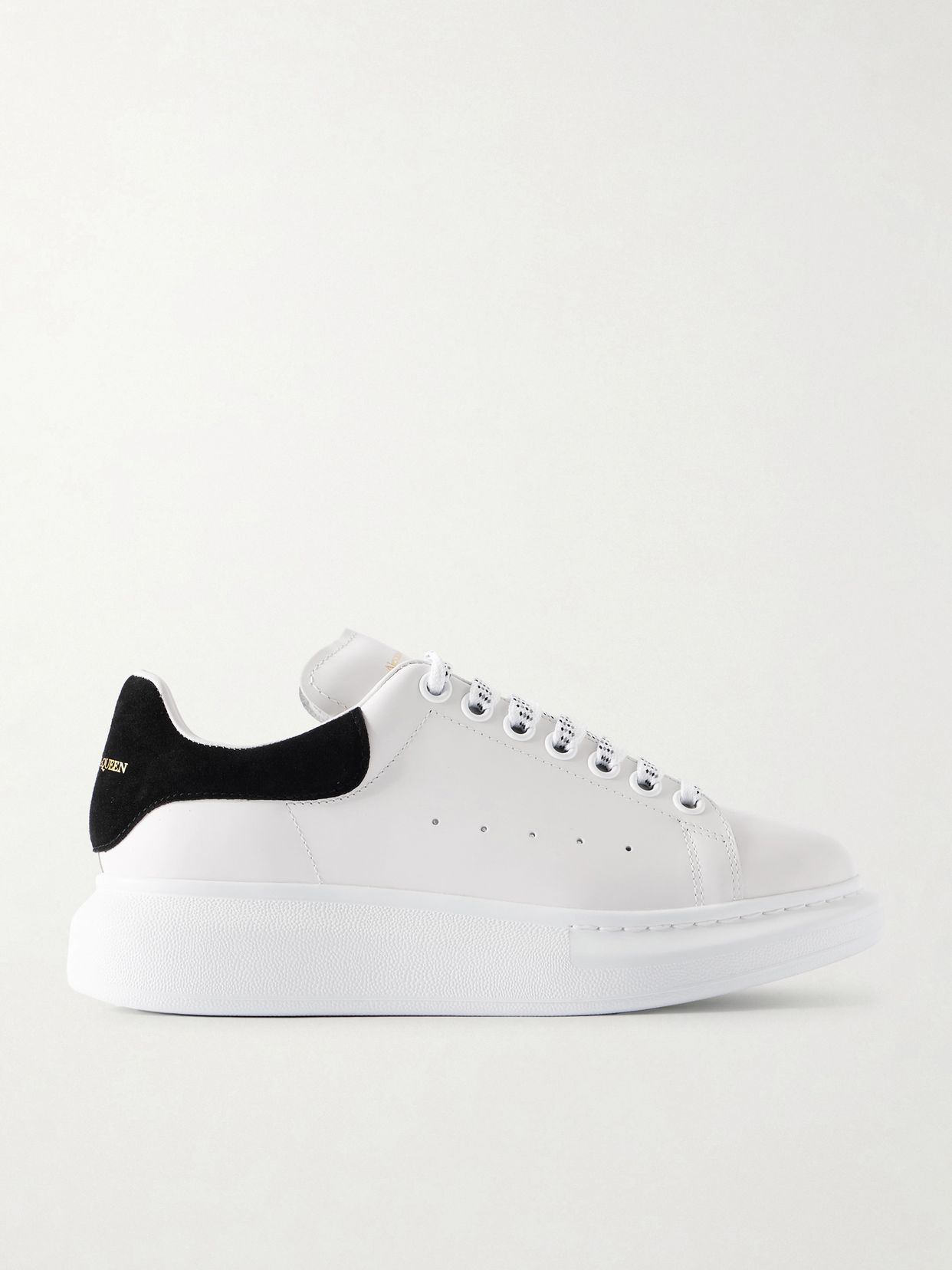 oversize sole suede trimmed leather sneakers