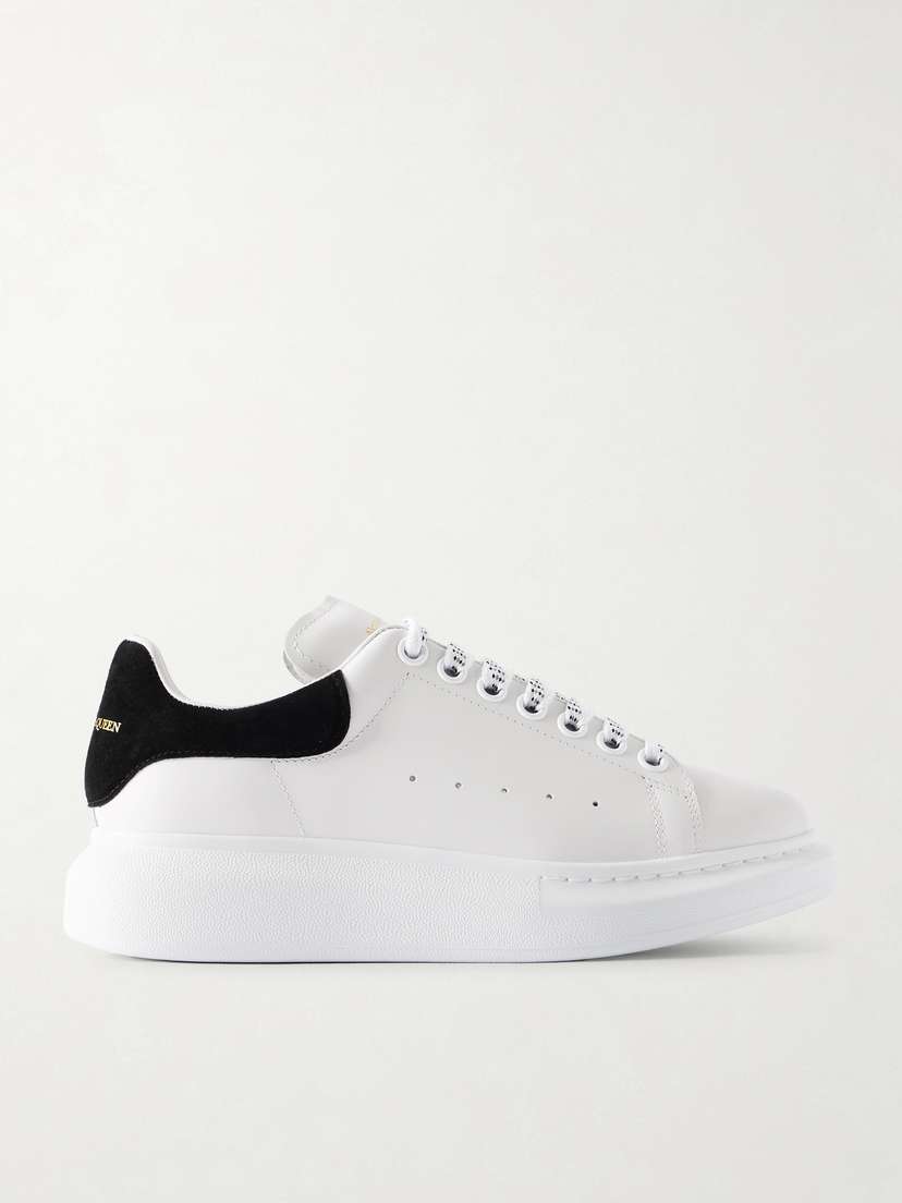 McQueen Oversize-sole Suede-trimmed Leather Sneakers