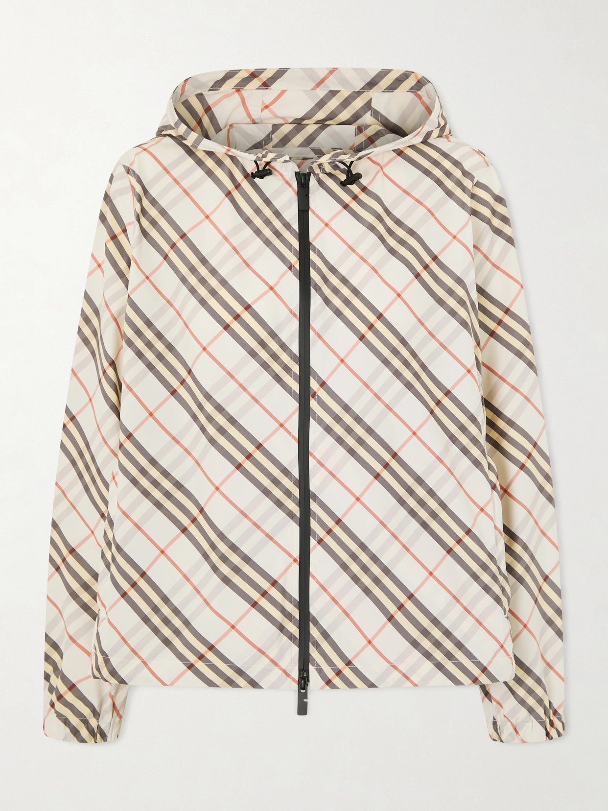 Burberry Checked Hooded Shell Jacket In Brown