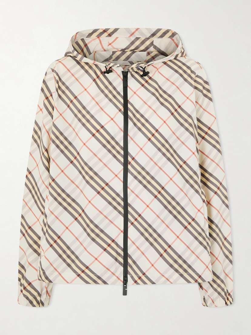 Burberry Checked Hooded Shell Jacket