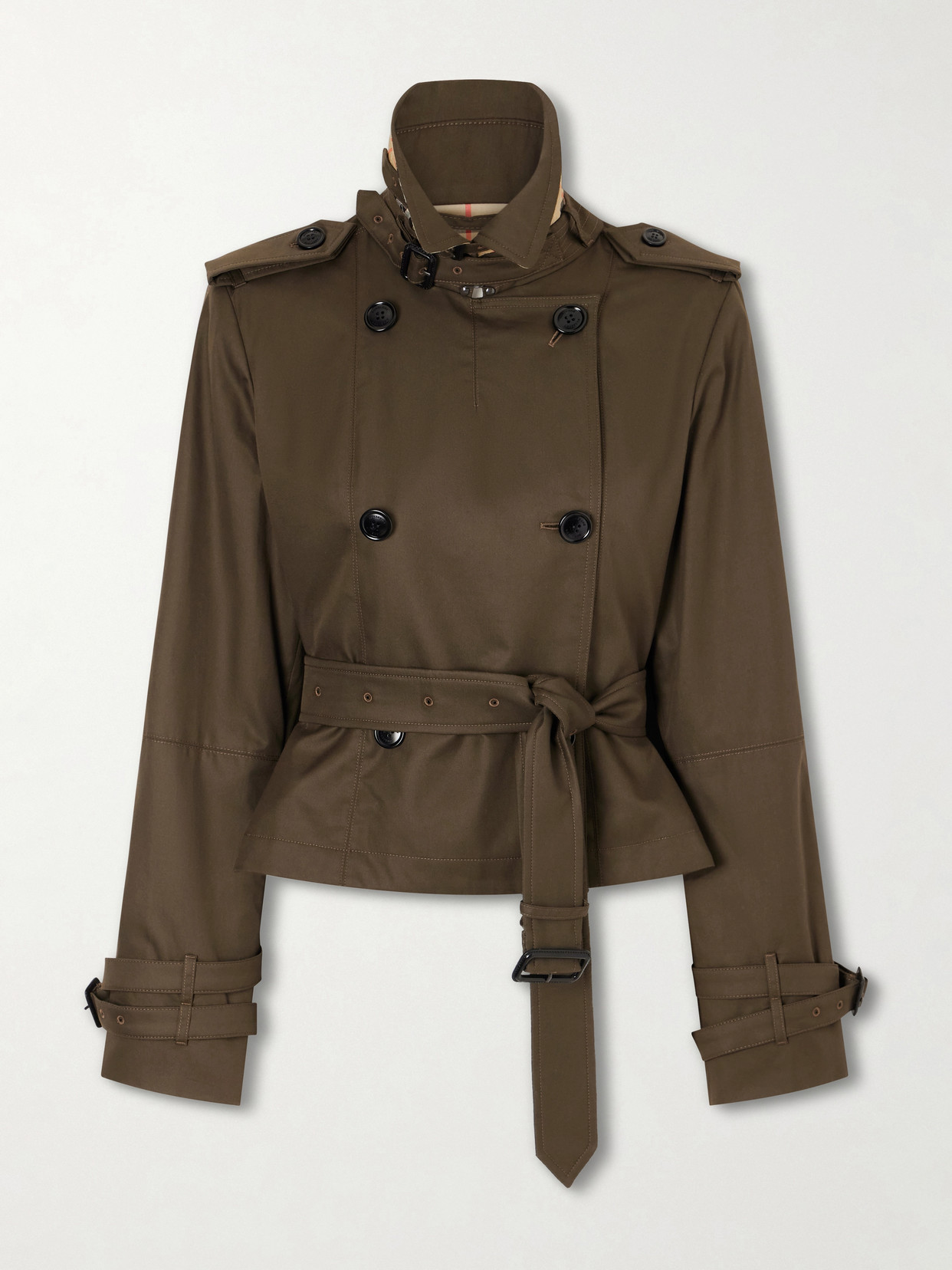 Burberry Swarby Belted Cotton-gabardine Jacket In Brown