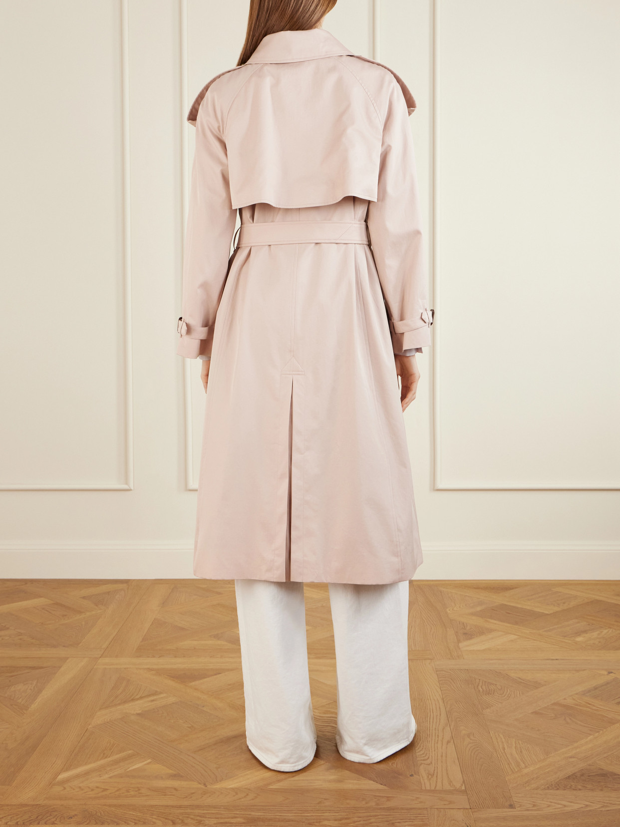 Fitzorvia Double-Breasted Belted Cotton-Gabardine Trench Coat