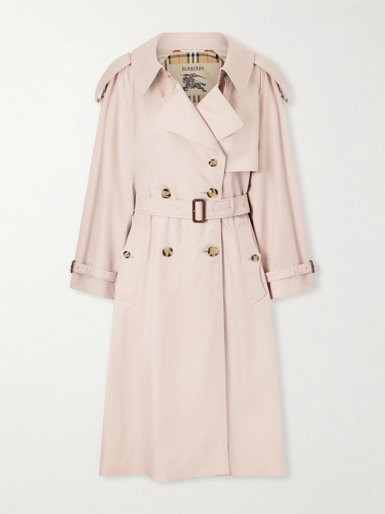 Burberry Fitzorvia Double-breasted Belted Cotton-gabardine Trench Coat In Multi