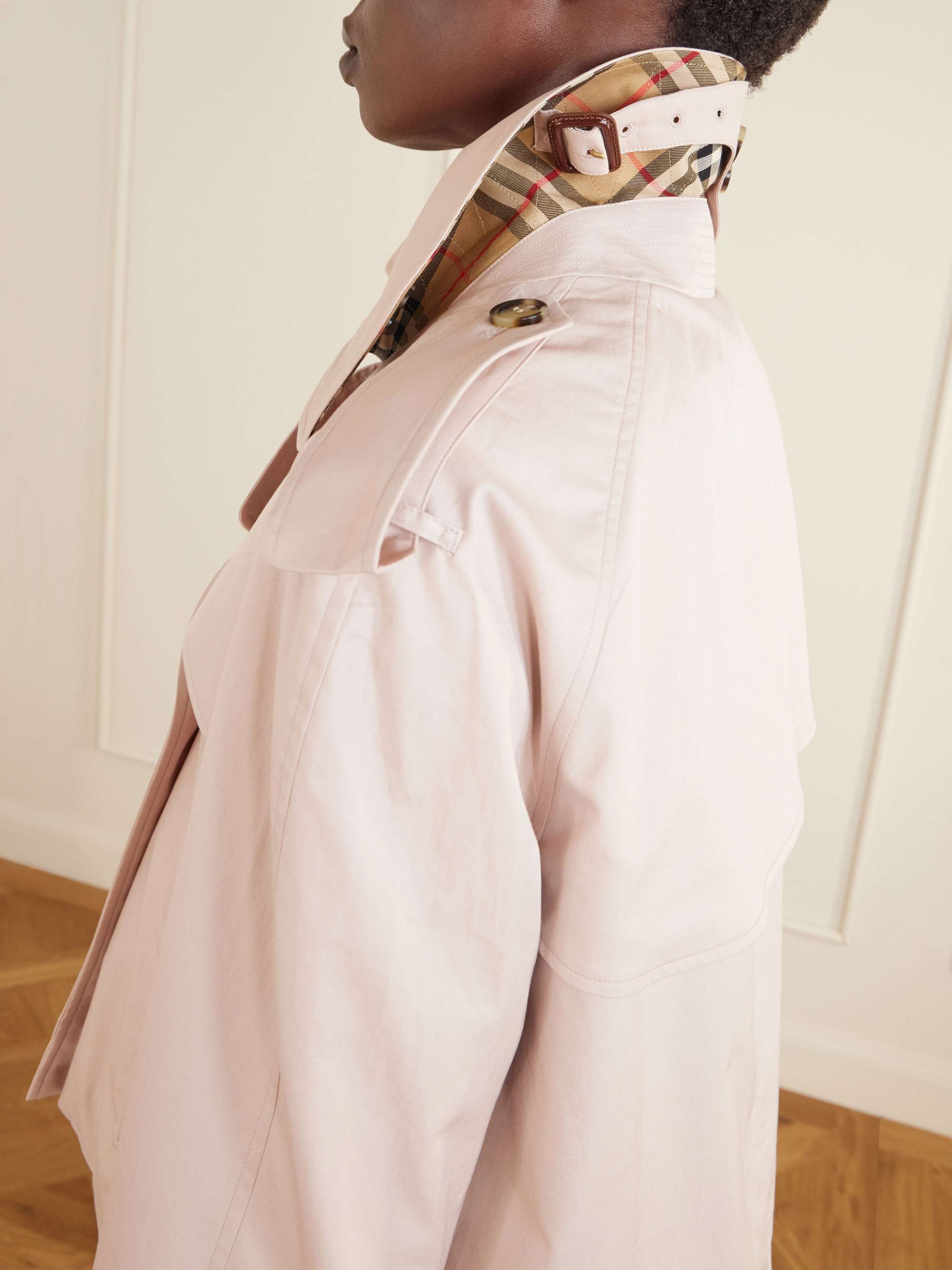 BURBERRY Haltye double-breasted belted cotton-gabardine cropped 
