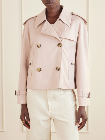 Burberry Haltye double-breasted belted cotton-gabardine cropped trench jacket