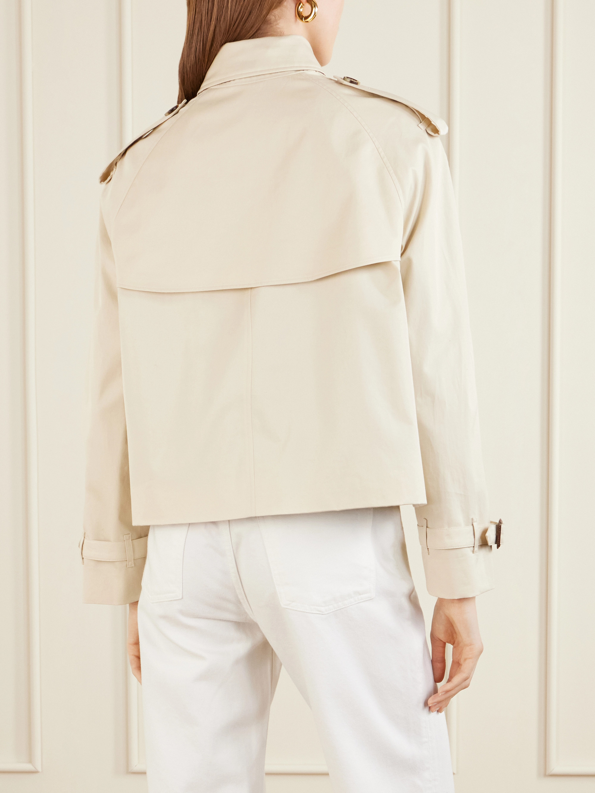 Burberry - Haltye double-breasted belted cotton-gabardine cropped 