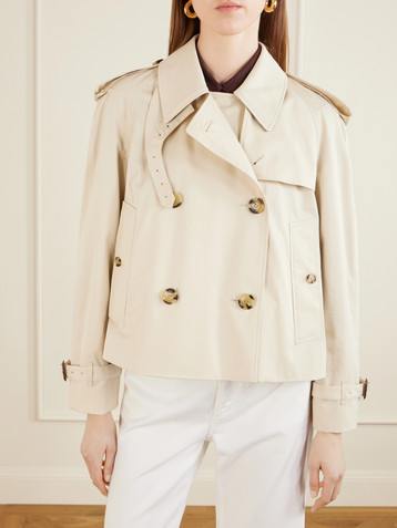 Burberry Haltye double-breasted belted cotton-gabardine cropped trench jacket