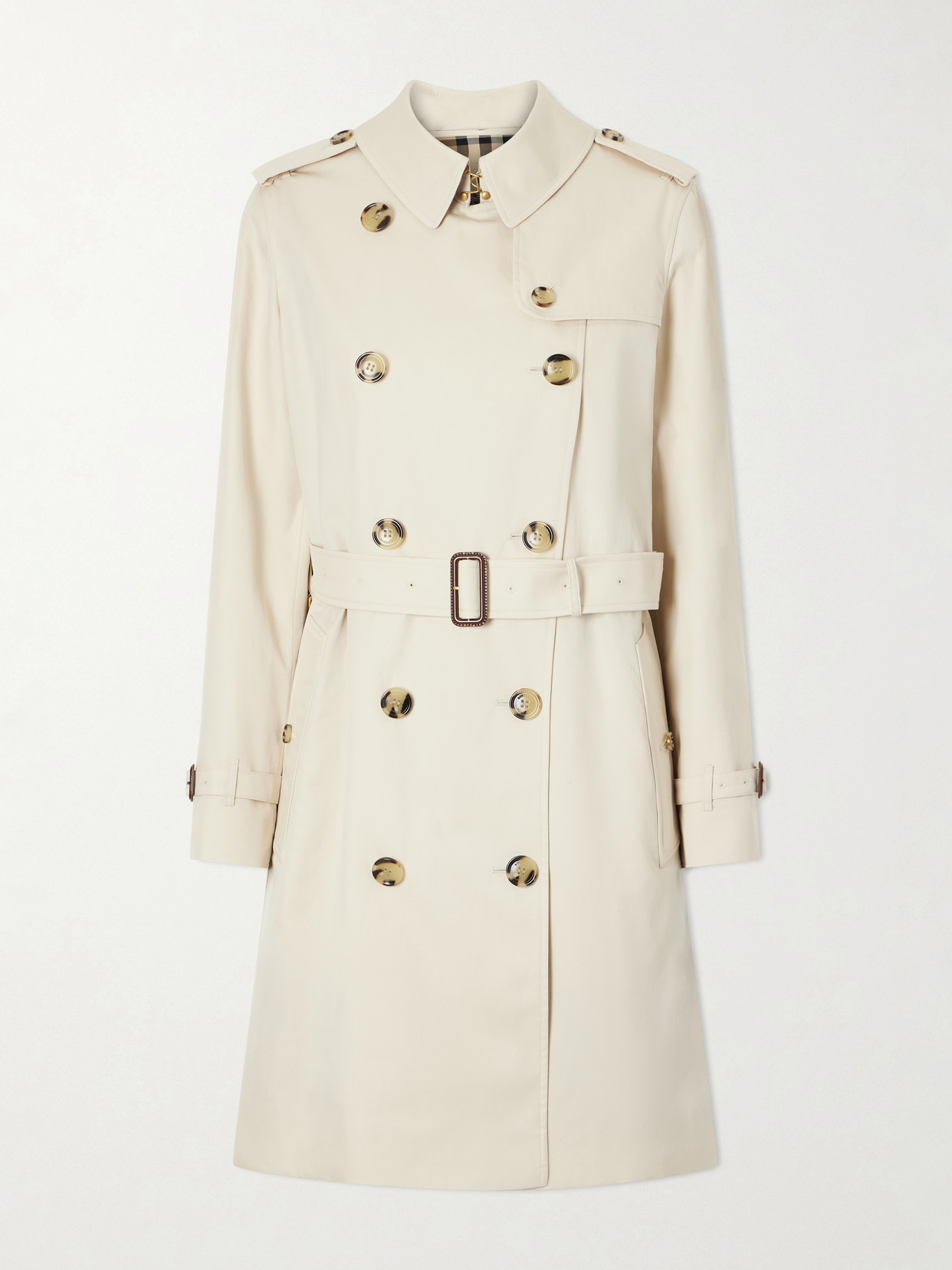 Burberry Kensington Double-breasted Belted Cotton-gabardine Trench Coat In Neutral