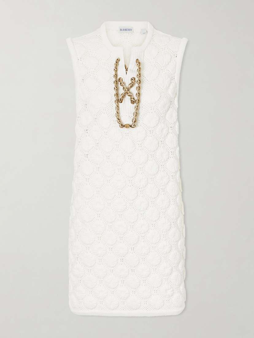 Burberry Embellihsed Knitted Cotton-blend Mini Dress
