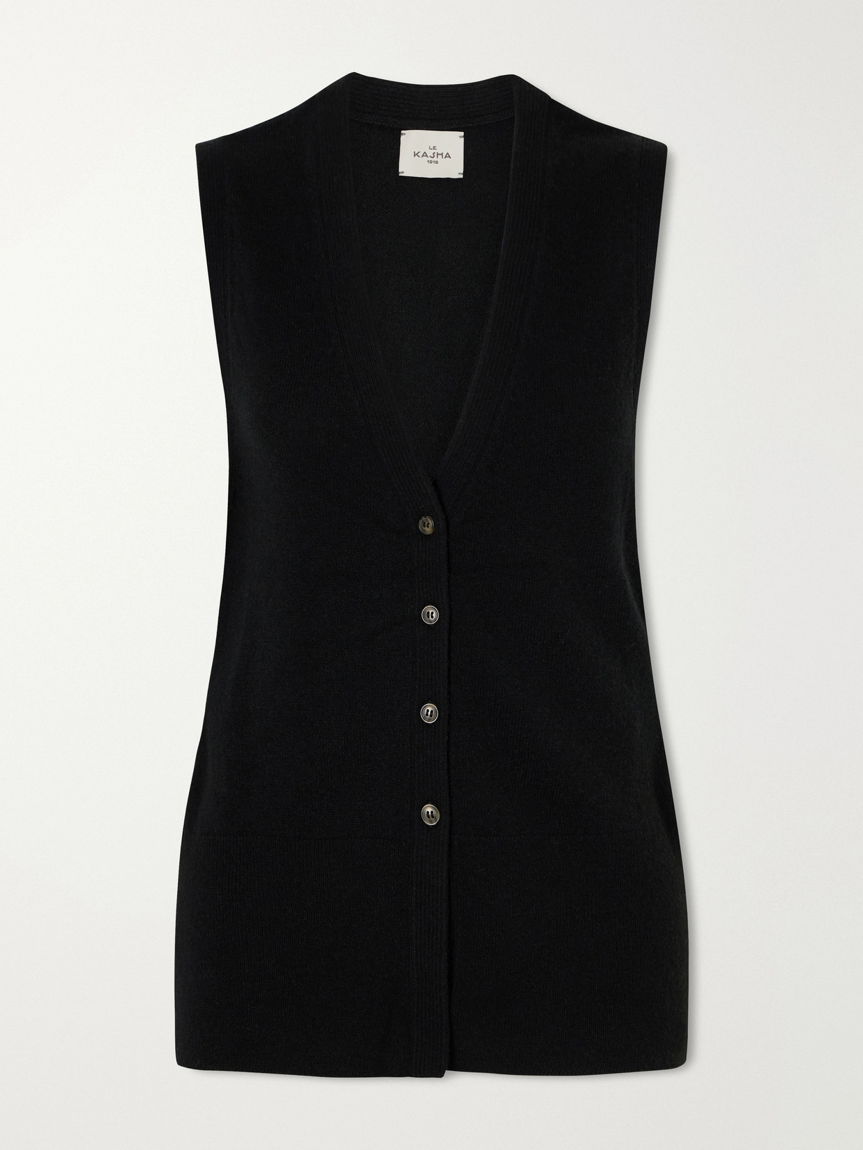 Le Kasha Soyo Organic Cashmere Fitted Cardigan In Black