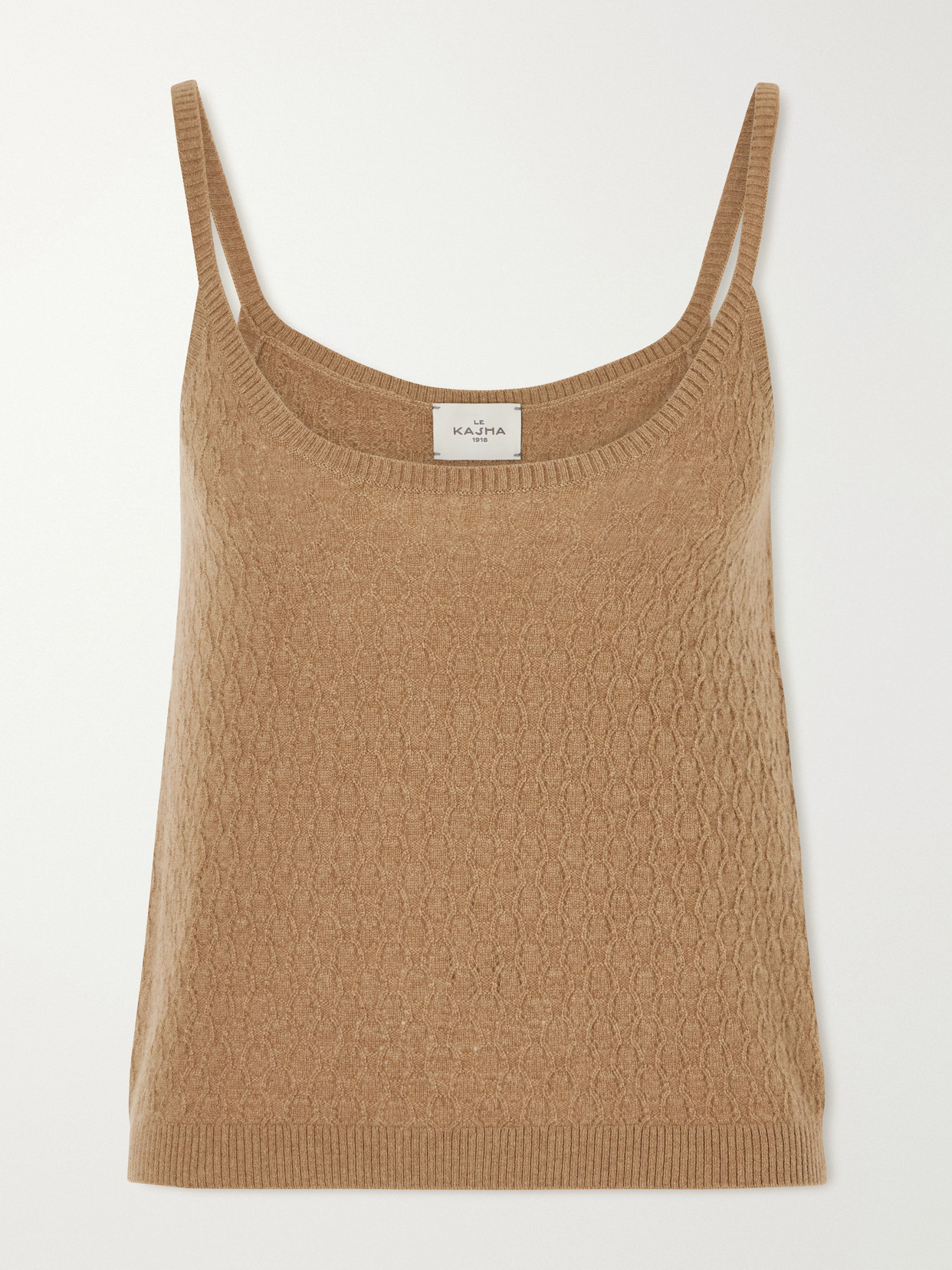 Le Kasha Fregene Pointelle-knit Cashmere Top In Blue