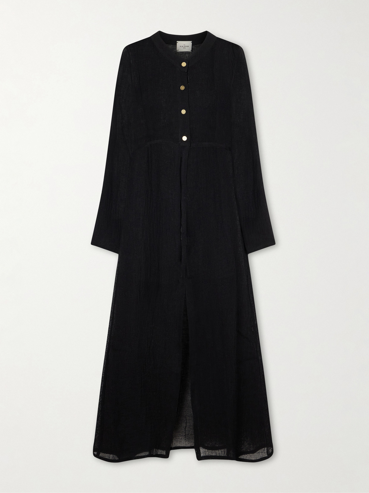 Le Kasha Bibag Linen Maxi Dress In Black