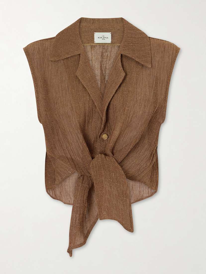 Le Kasha Sanabog Knotted Linen Shirt