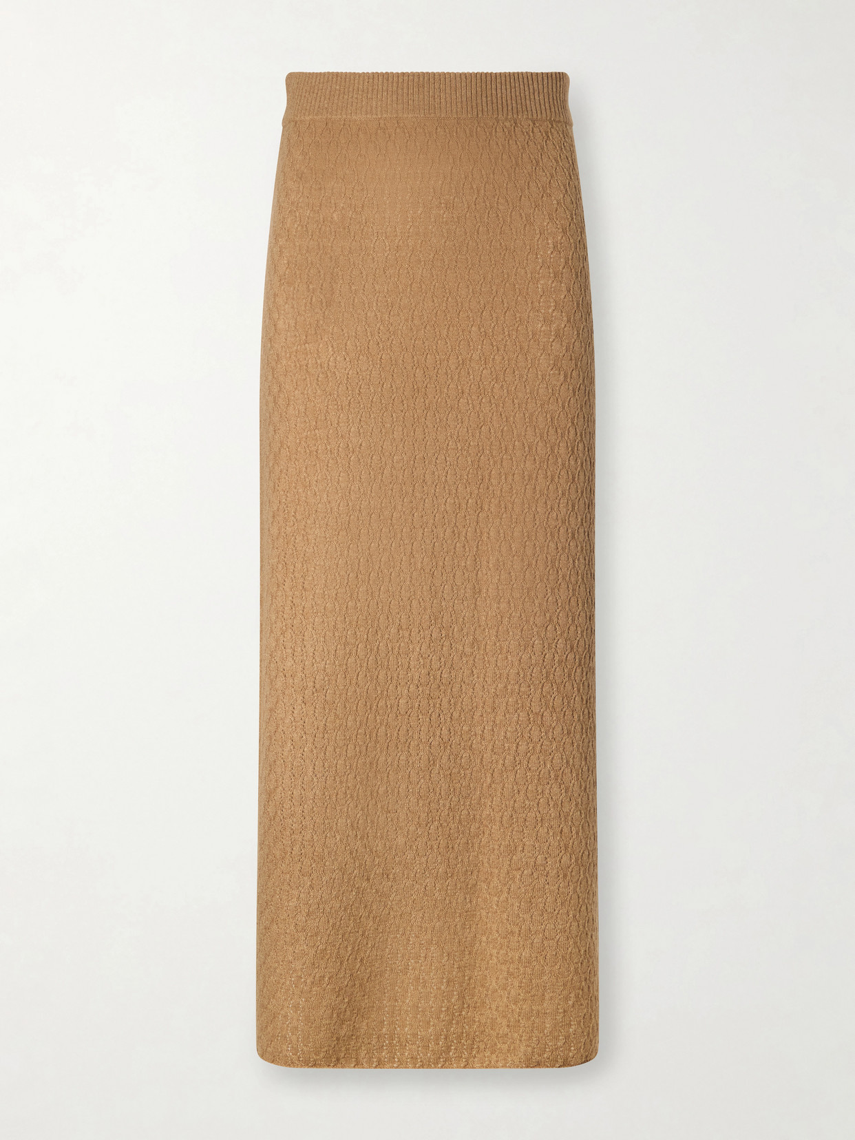 Le Kasha Sunnie Pointelle-knit Cashmere Midi Skirt In Brown