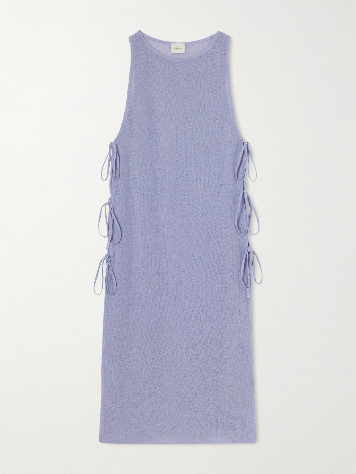 Le Kasha Jarajug Organic Linen Midi Dress In Blue