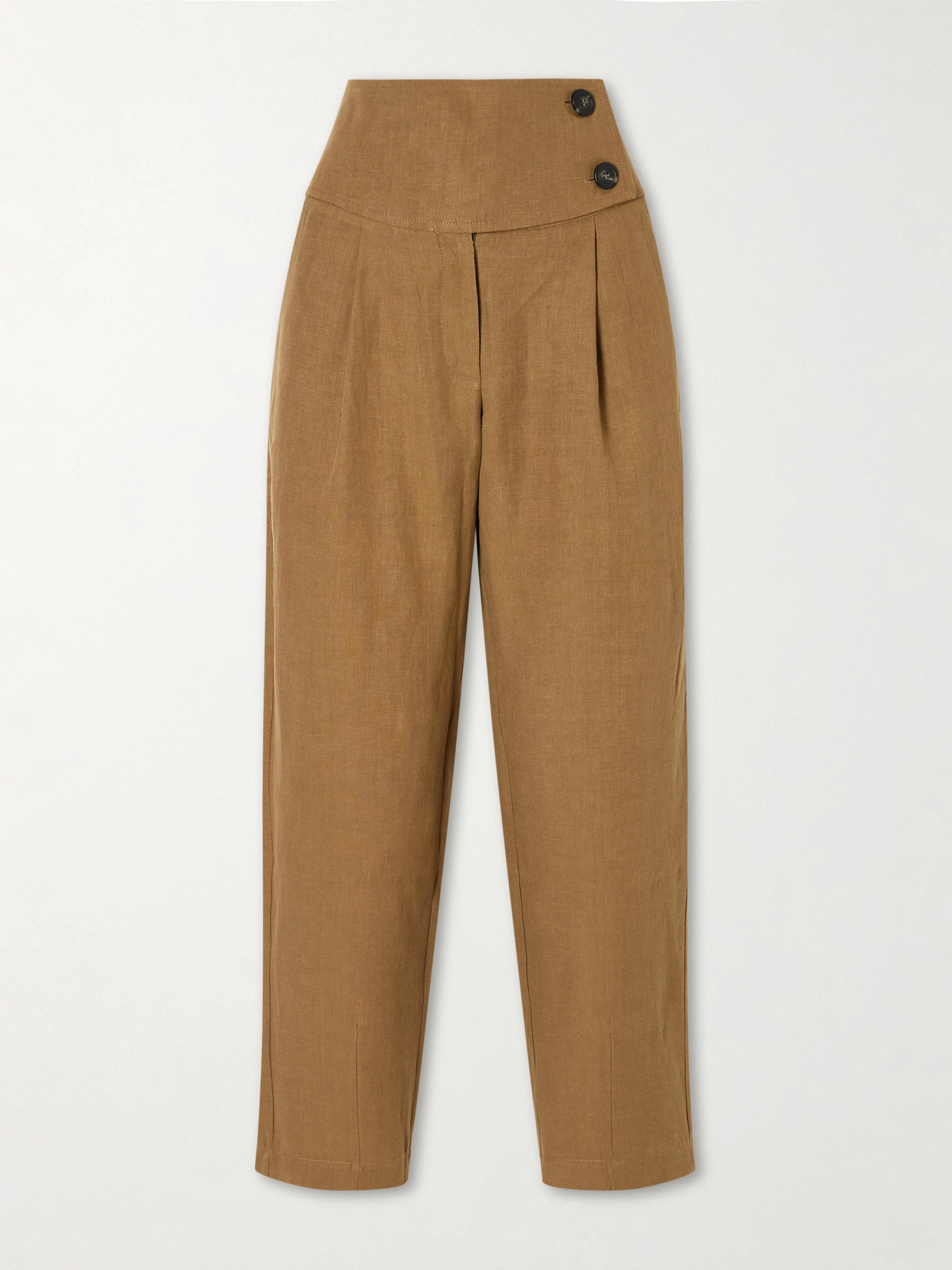 Le Kasha Dafash High-rise Pleated Linen Straight-leg Pants In Burgundy