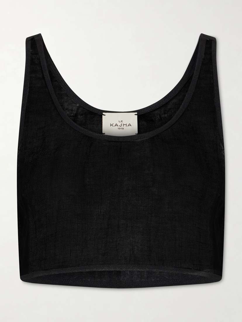 Le Kasha Tahta Cropped Linen Top