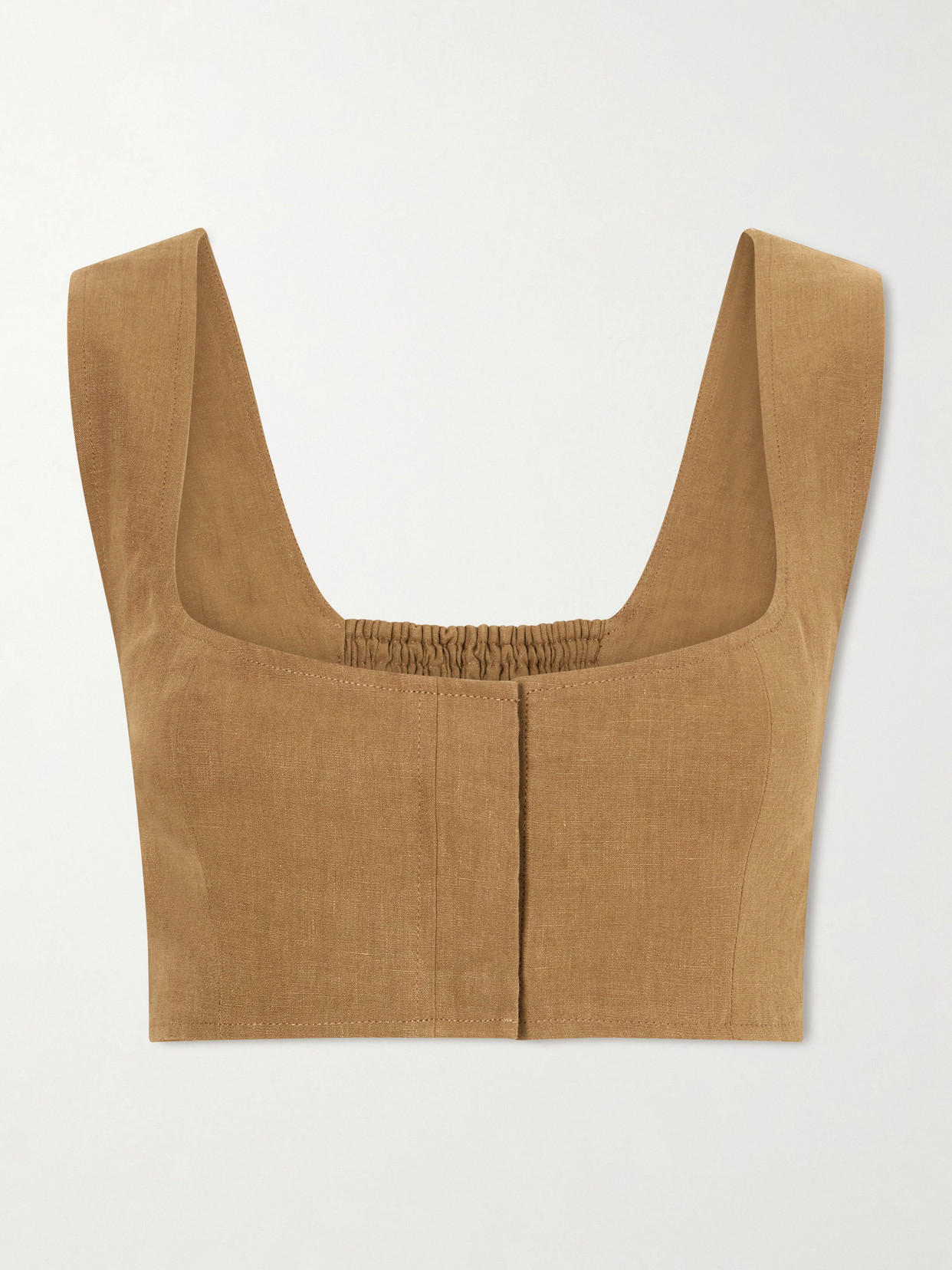 Le Kasha Jirja Linen Cropped Top In Brown