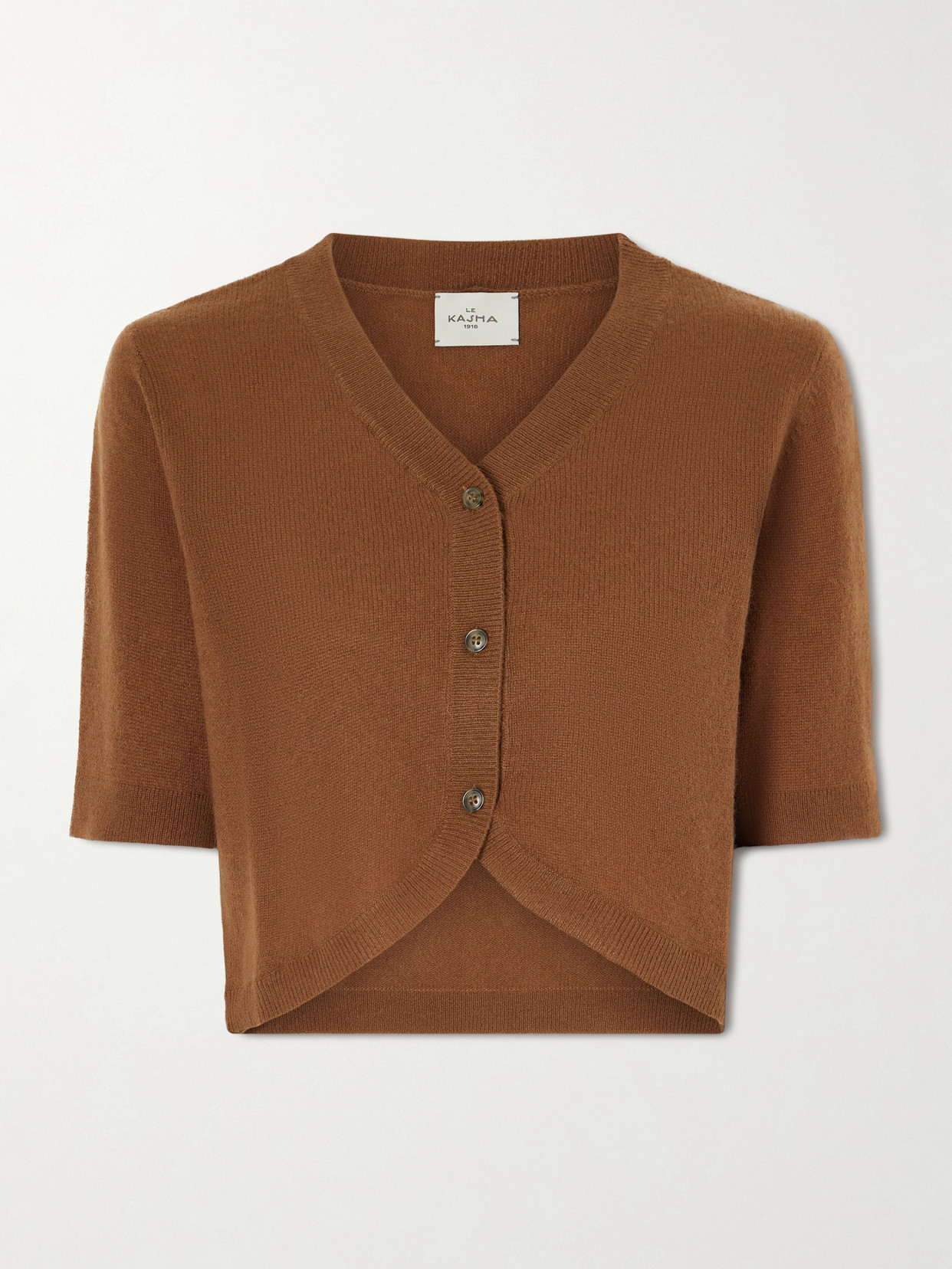 Le Kasha Fano Cropped Cashmere Cardigan In Brown