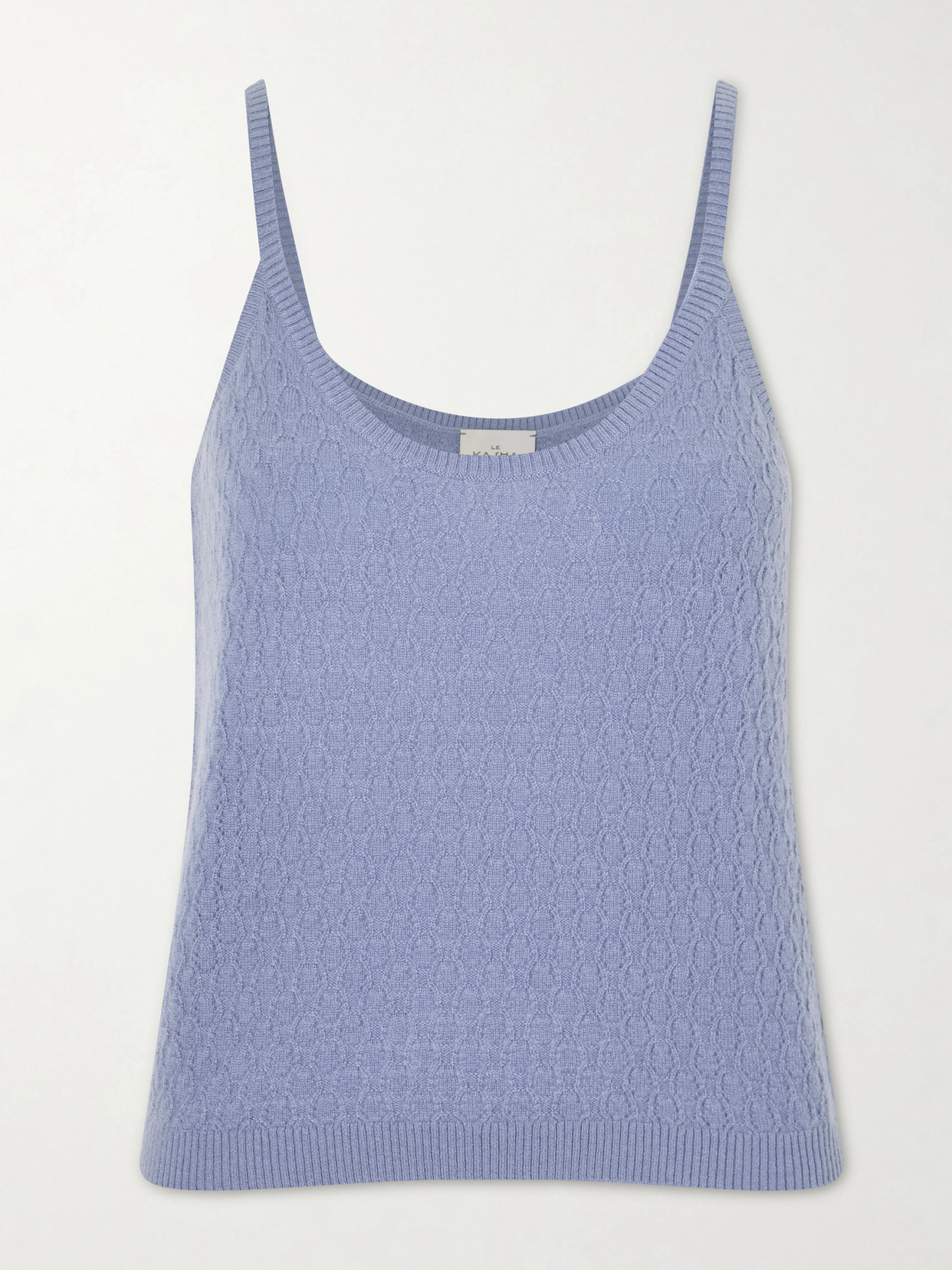 Le Kasha Fregene Pointelle Organic Cashmere Knit Tank In Blue