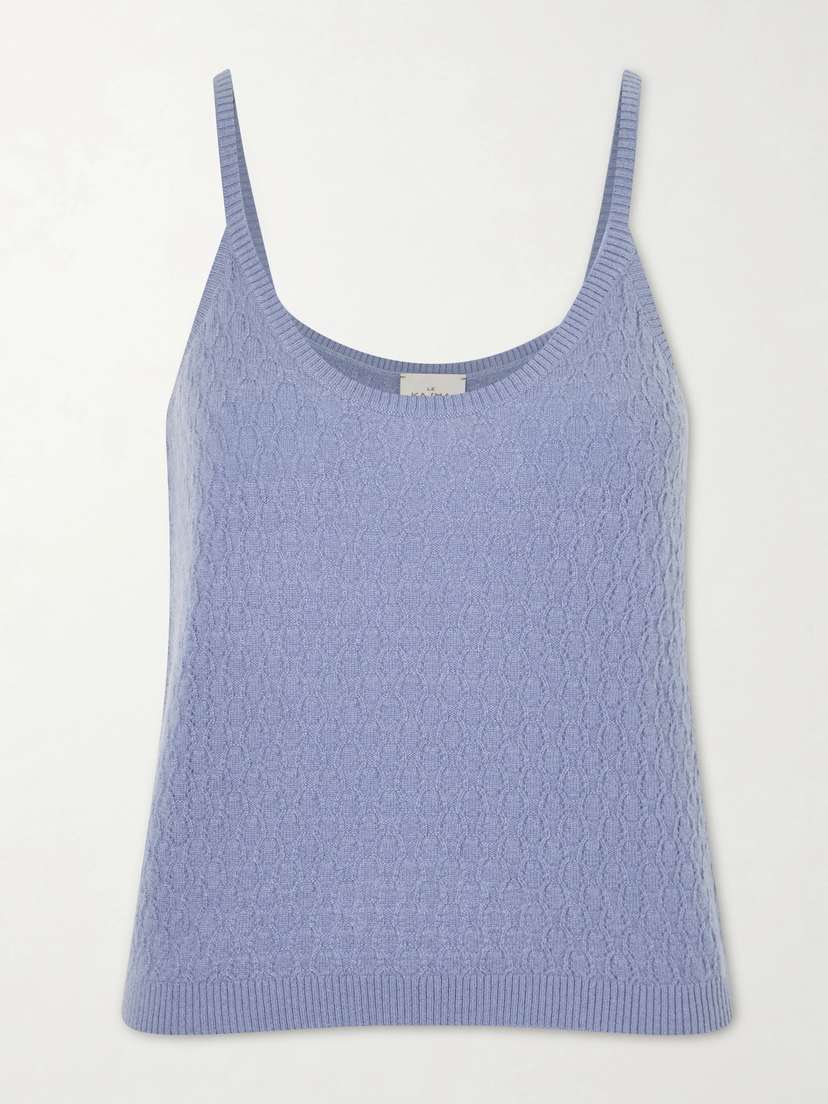 Le Kasha Fregene Pointelle Organic Cashmere Knit Tank