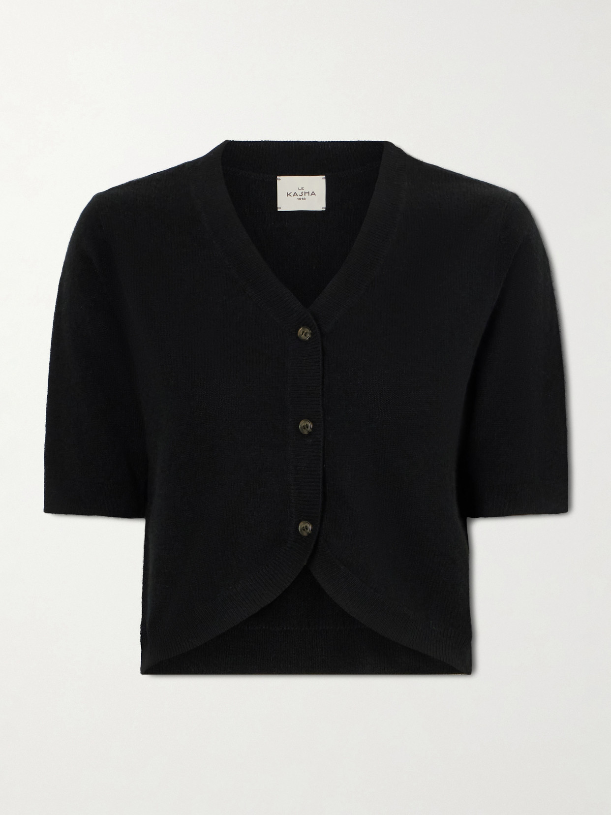 Le Kasha Fano Cropped Cashmere Cardigan In Black