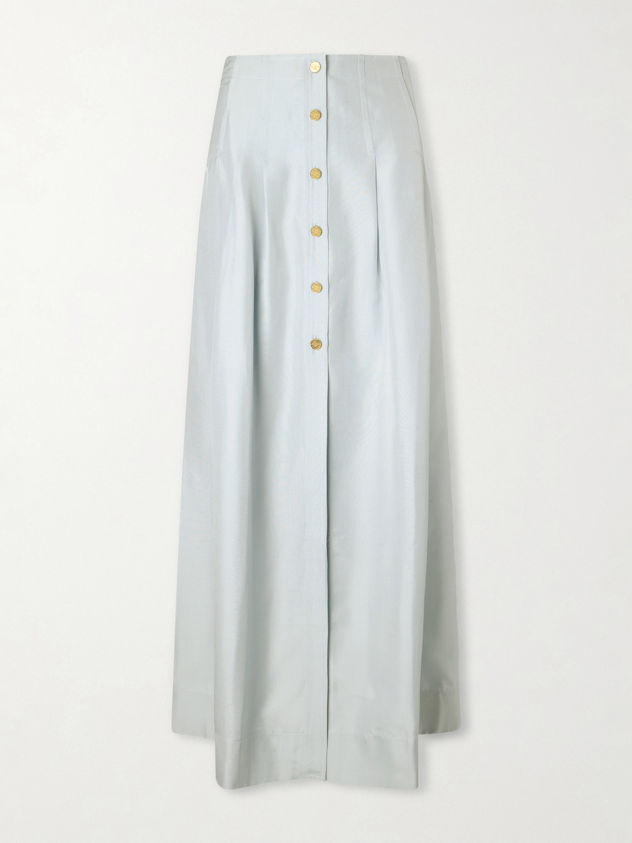 Le Kasha Amou Pleated Silk Maxi Skirt In Blue