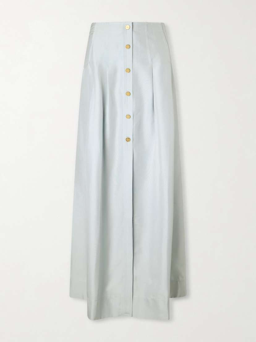 Le Kasha Amou Pleated Silk Maxi Skirt