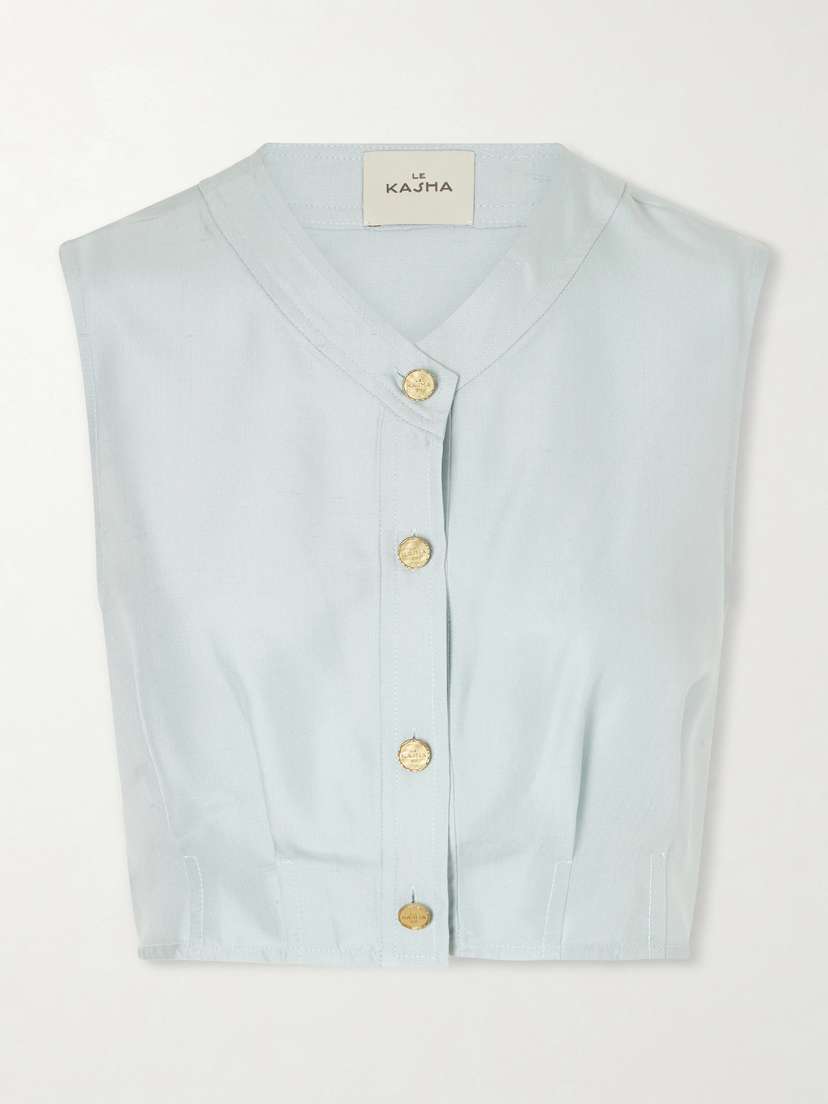 Le Kasha Haima V Neck Silk Top