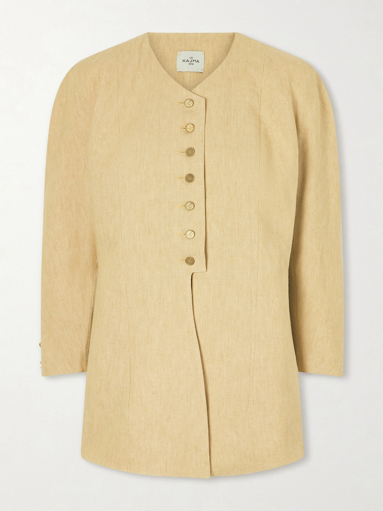 Le Kasha Amada Heavy Linen Jacket In Brown