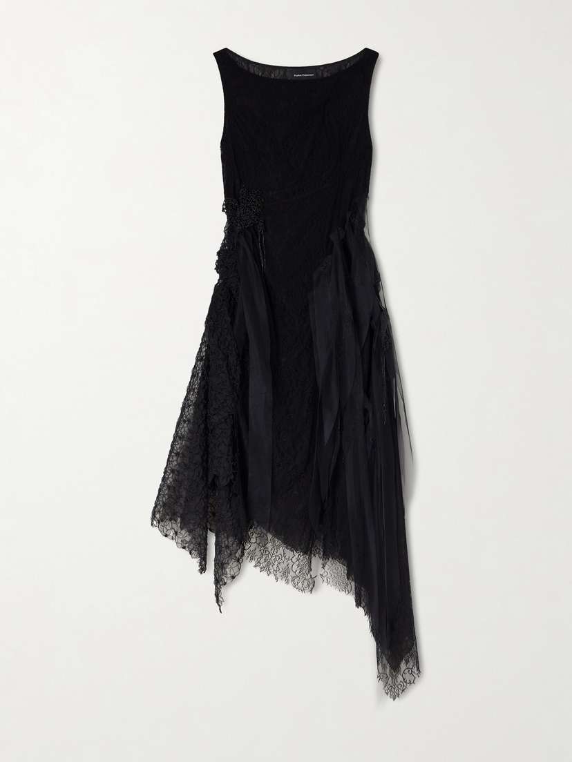 Pauline Dujancourt Bird Organza-trimmed Embroidered Lace Midi Dress