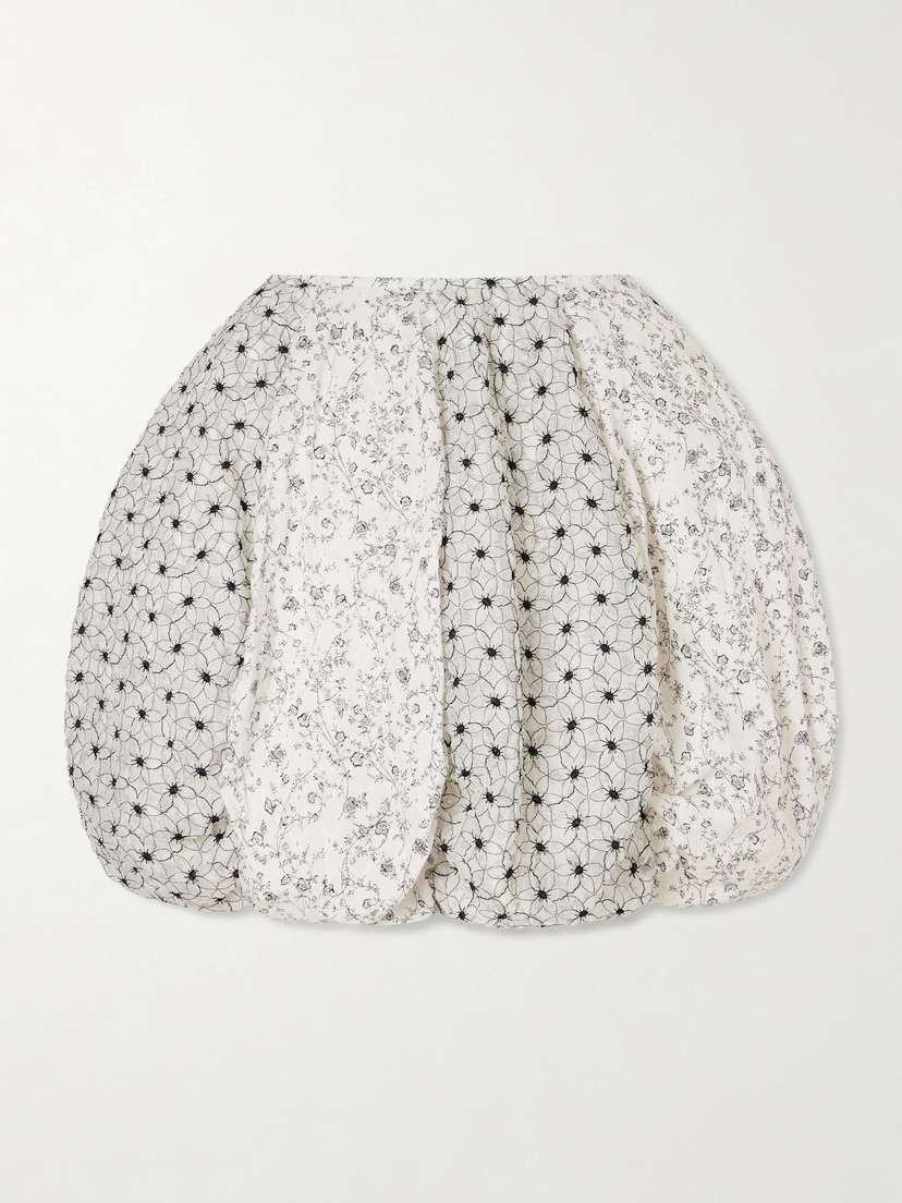 Pauline Dujancourt Arkadina Hybrid Embroidered Cotton-blend Organza Mini Skirt