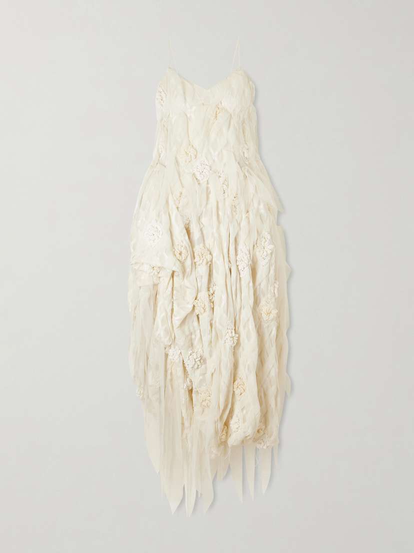 Pauline Dujancourt Nina Diamond Lace And Tulle-trimmed Organza Midi Dress