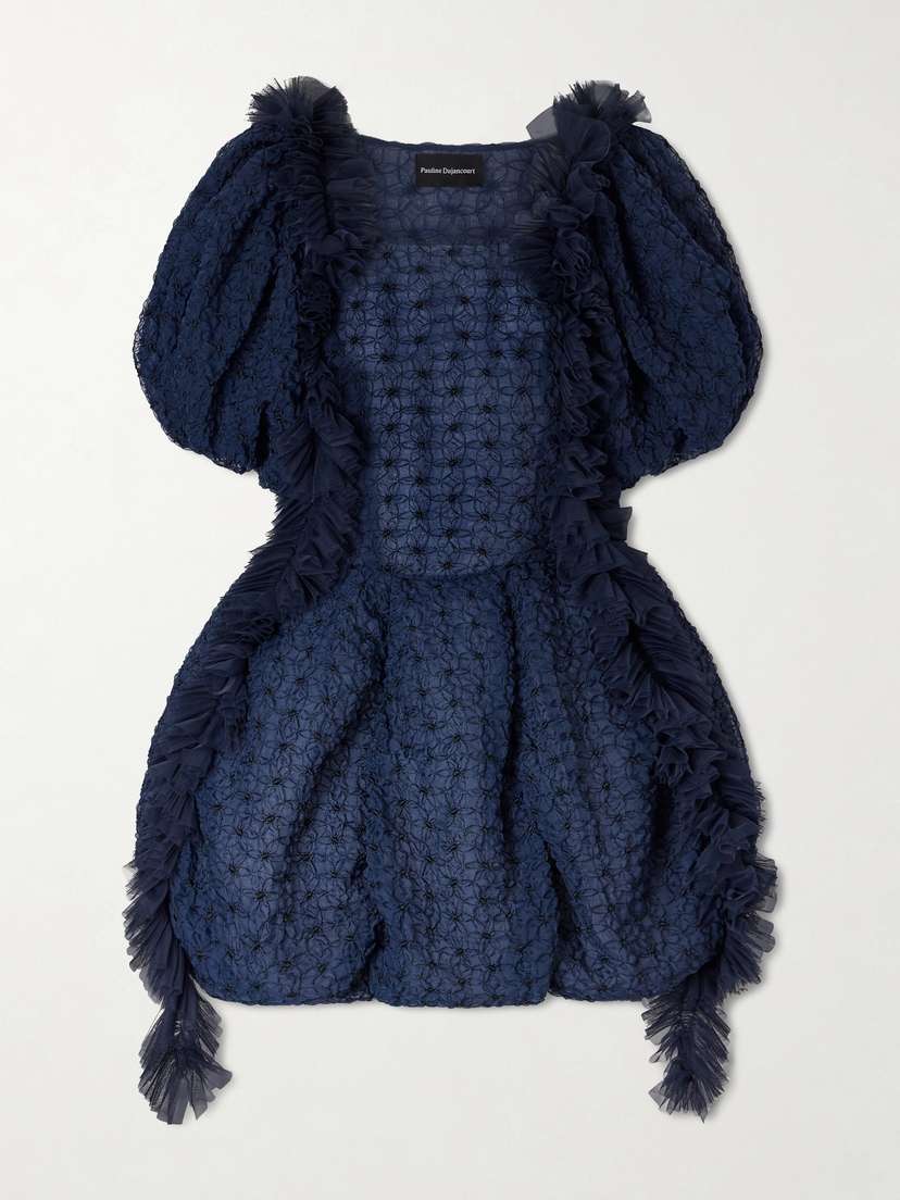 Pauline Dujancourt Flower Smocked Recycled-organza Mini Dress