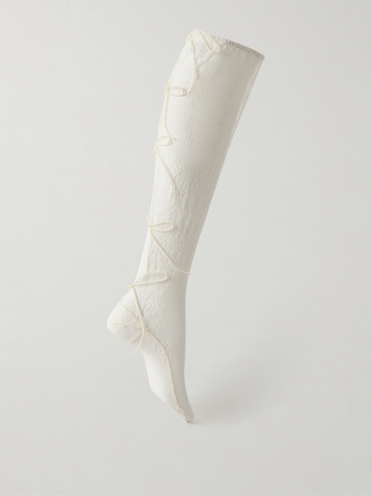 Pauline Dujancourt Seagull Lace Stay-up Stockings In White