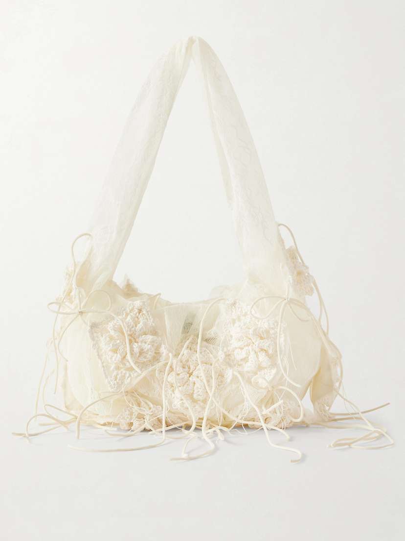 Pauline Dujancourt Diamond Lace-trimmed Crocheted Shoulder Bag