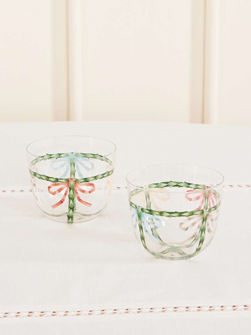 LOBMEYR + Gohar World Alpha Bow Set Of Two Painted Crystal Glass Tumblers