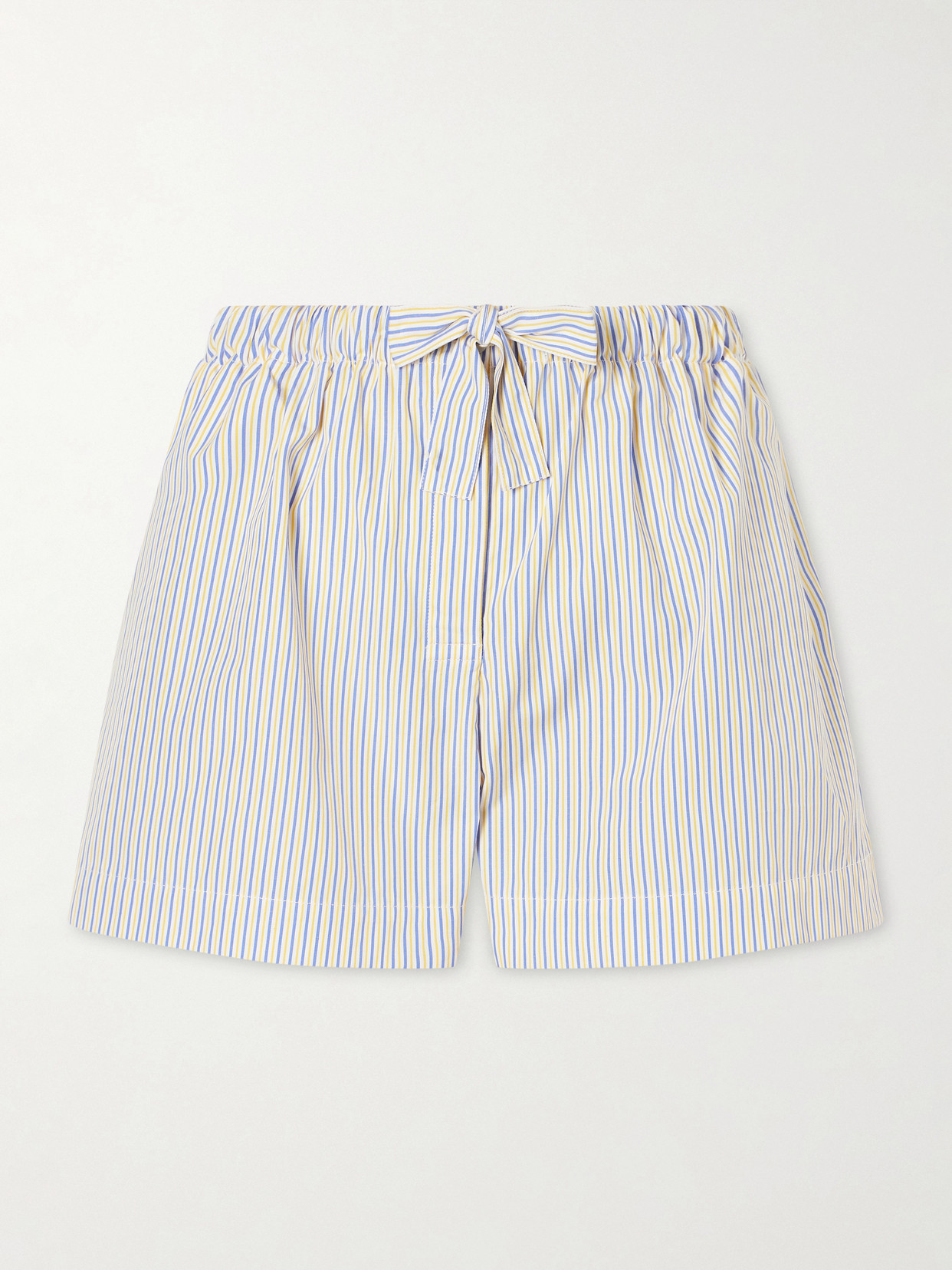 TOTEME - Striped Cotton Drawstring Shorts - Blue