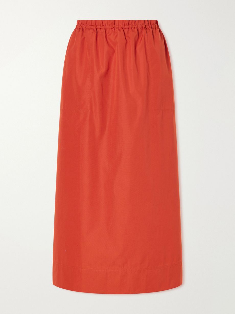 Cotton-poplin midi skirt