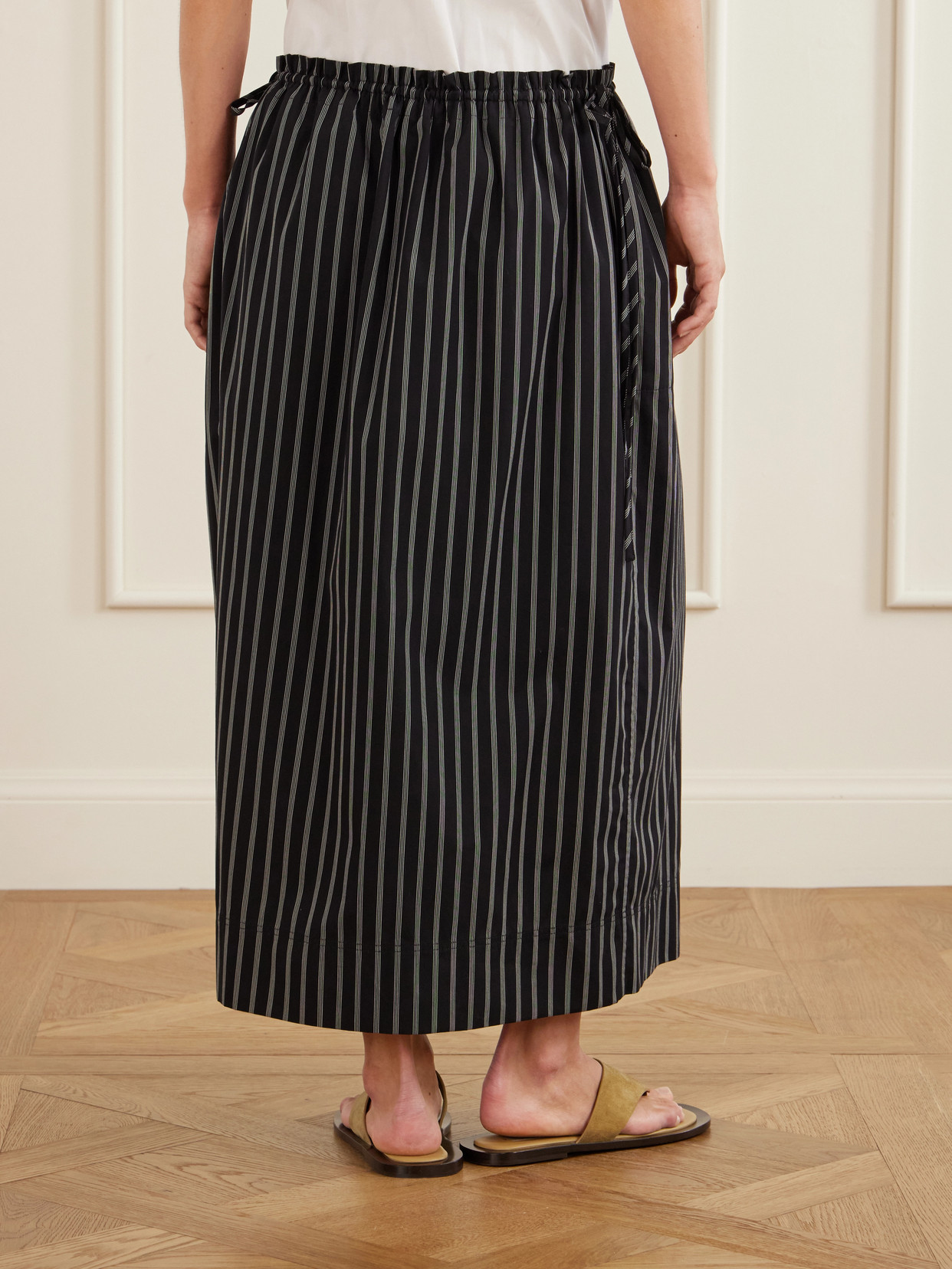 Striped Cotton-Poplin Midi