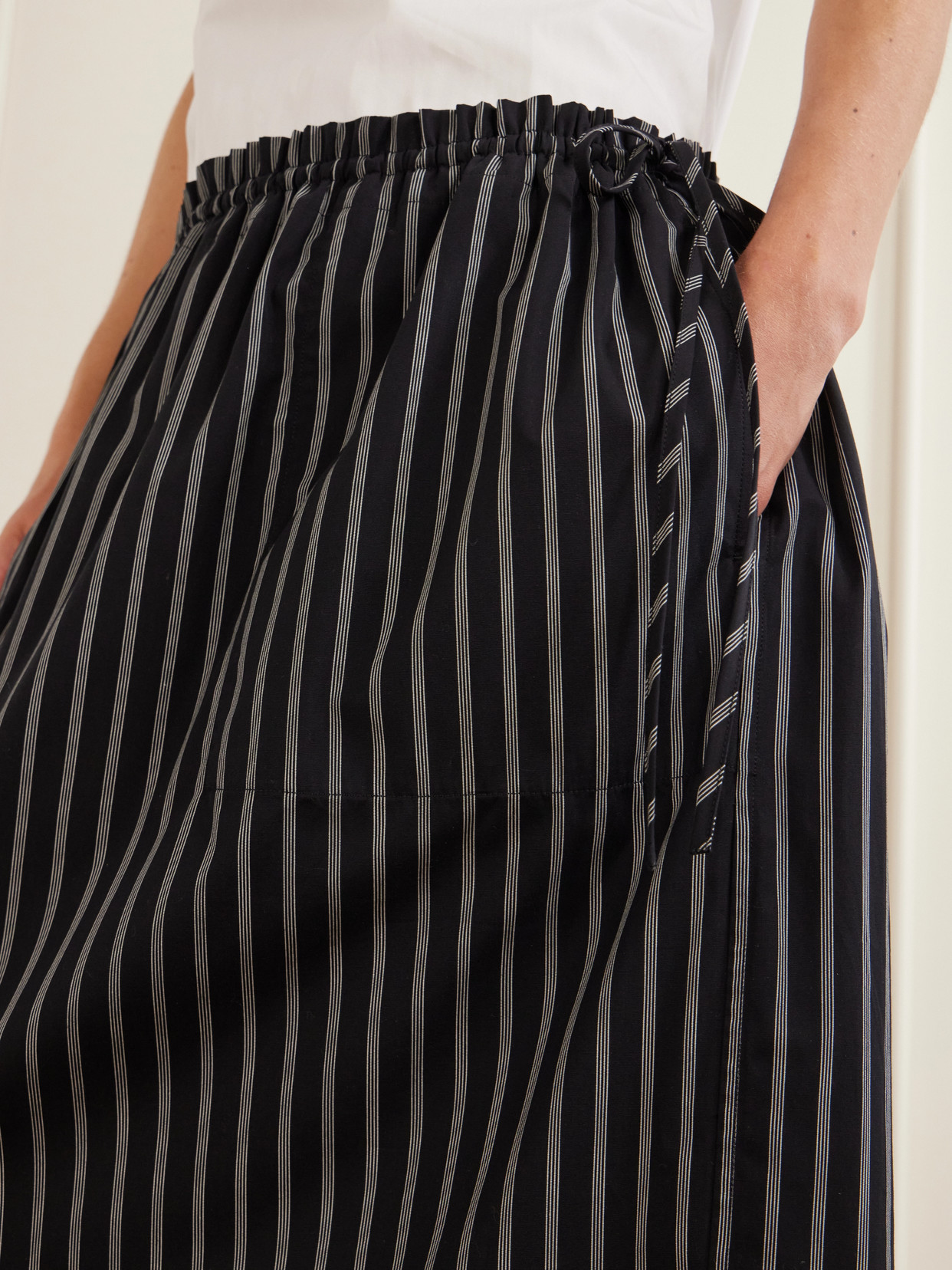Striped Cotton-Poplin Midi