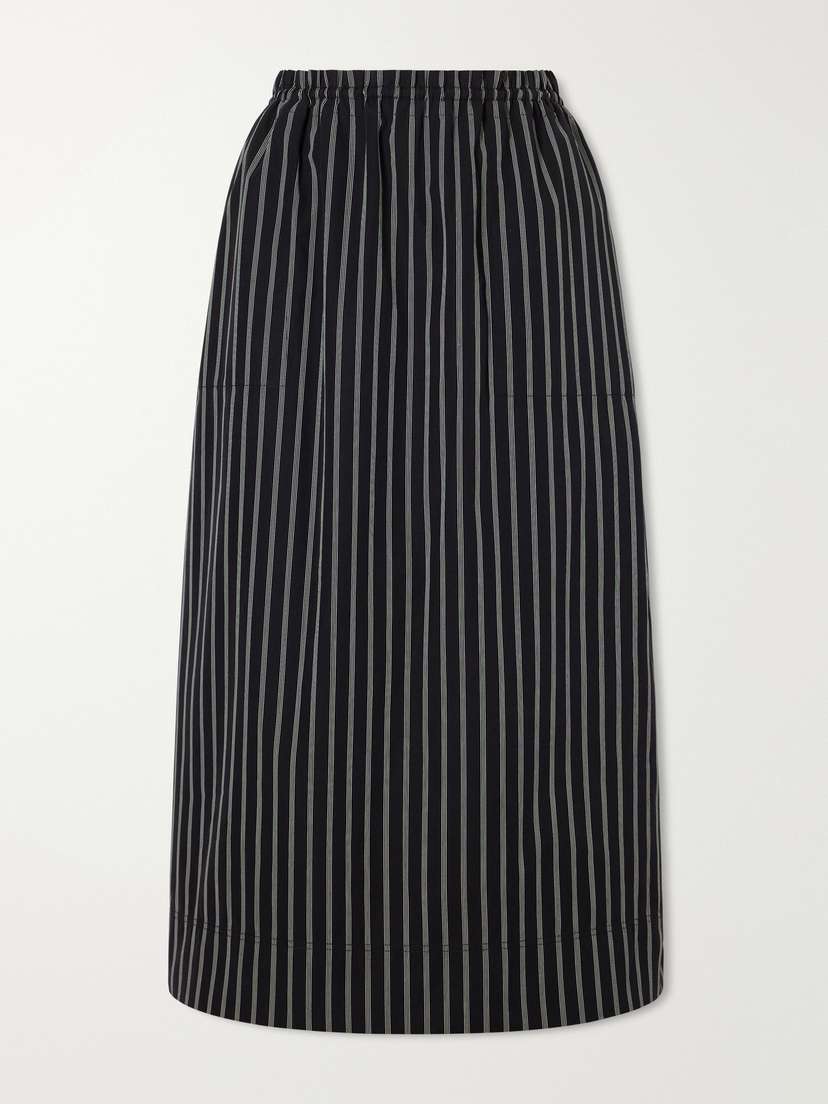 TOTEME Striped Cotton-poplin Midi Skirt