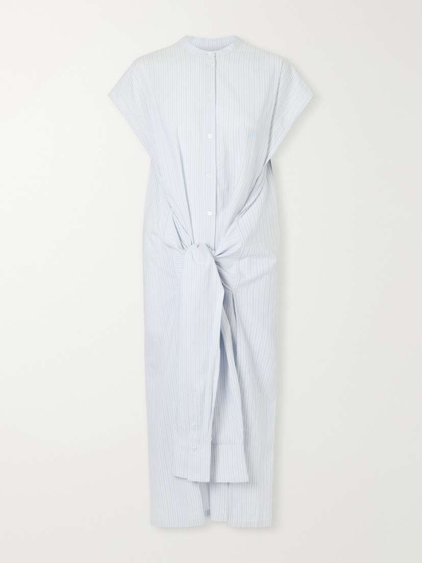 TOTEME Twist-front Striped Cotton-poplin Maxi Shirt Dress