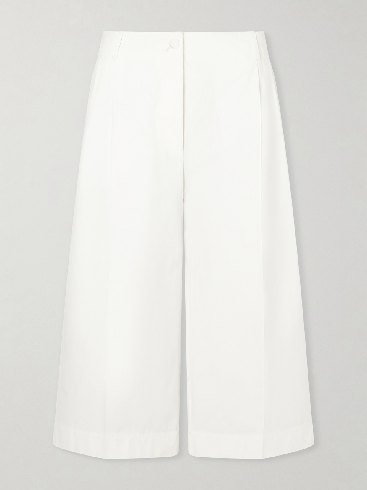TOTEME - Cropped Pleated Organic Cotton And Lyocell-blend Straight-leg Pants - White