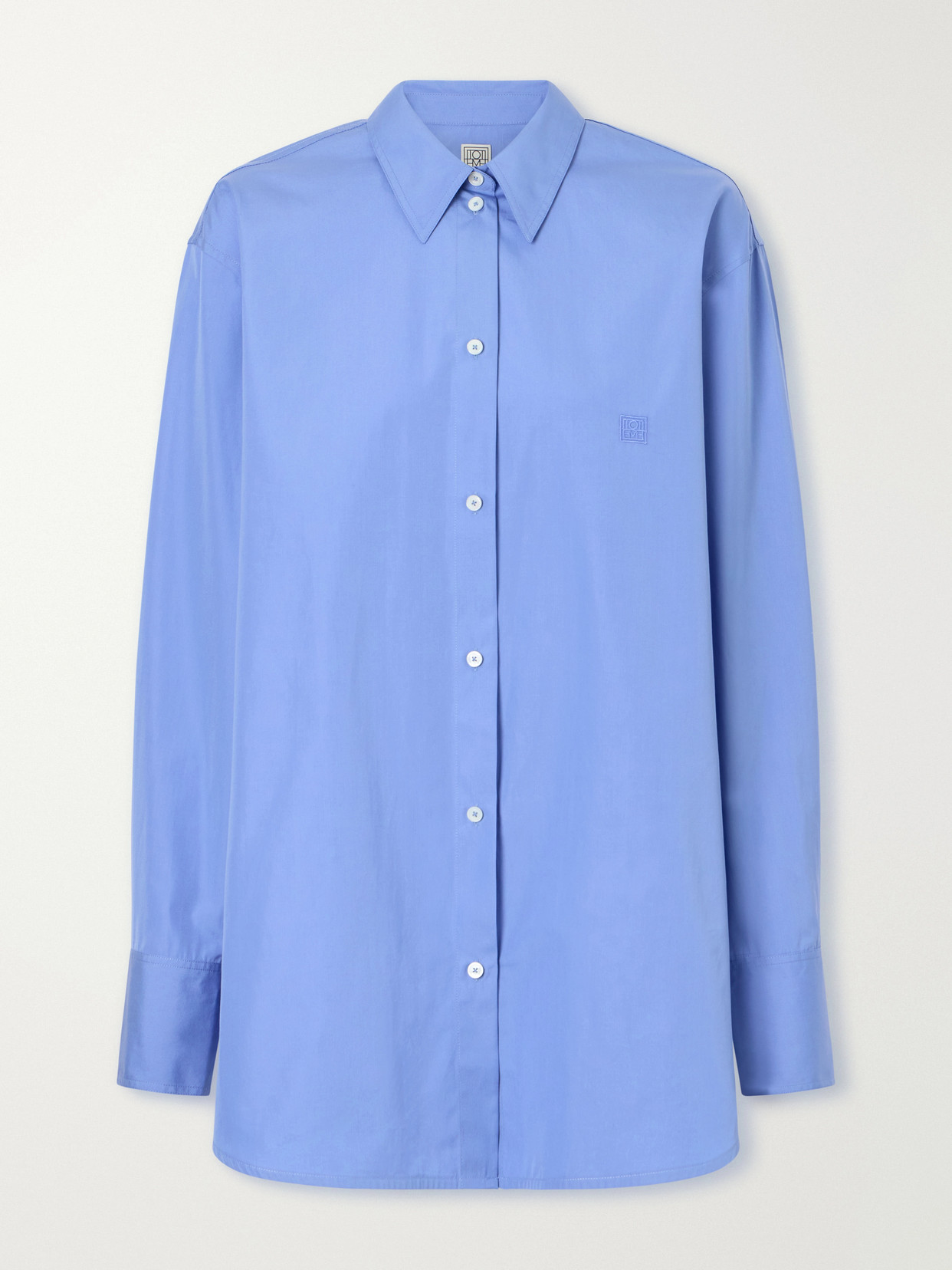 Totême Embroidered Cotton-poplin Shirt In Blue