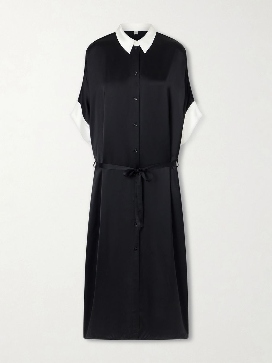 Satin maxi shirt dress