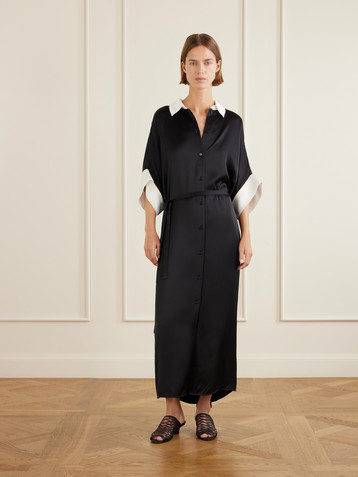 TOTEME Satin maxi shirt dress