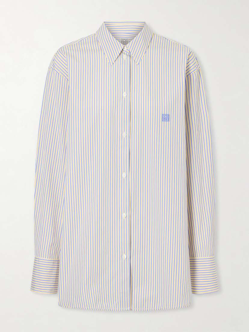 TOTEME Embroidered Striped Cotton-poplin Shirt