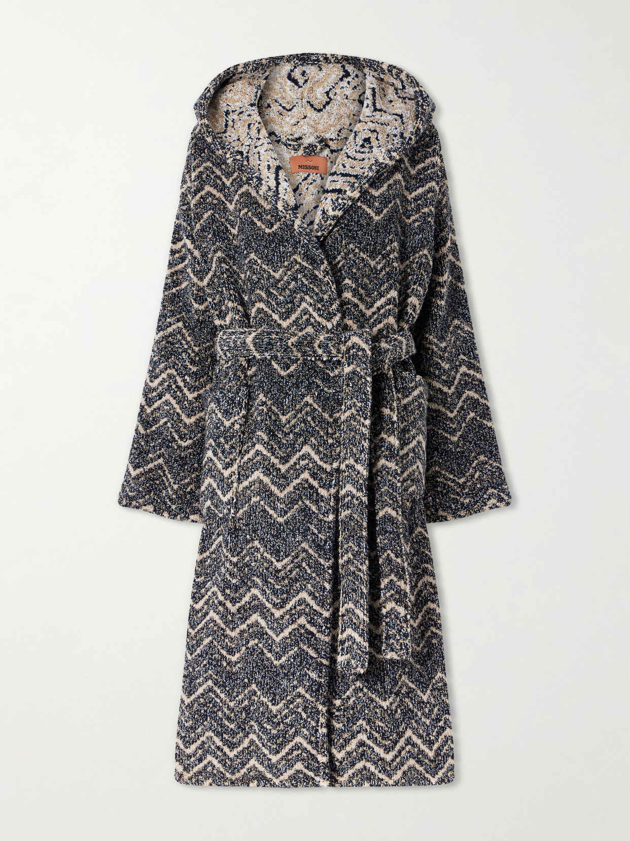 Missoni Azul Hooded Cotton Robe In Brown